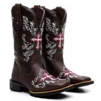 Bota Texana Feminina Cruz Rosa