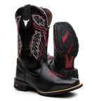 Bota Texana Feminina Cara de Boi Rosa