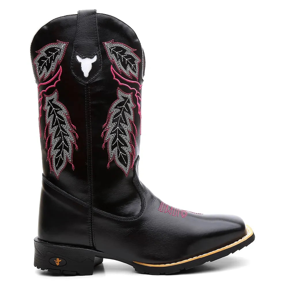 Bota Texana Feminina Cara de Boi Rosa