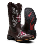 Bota Texana Feminina Cruz Rosa