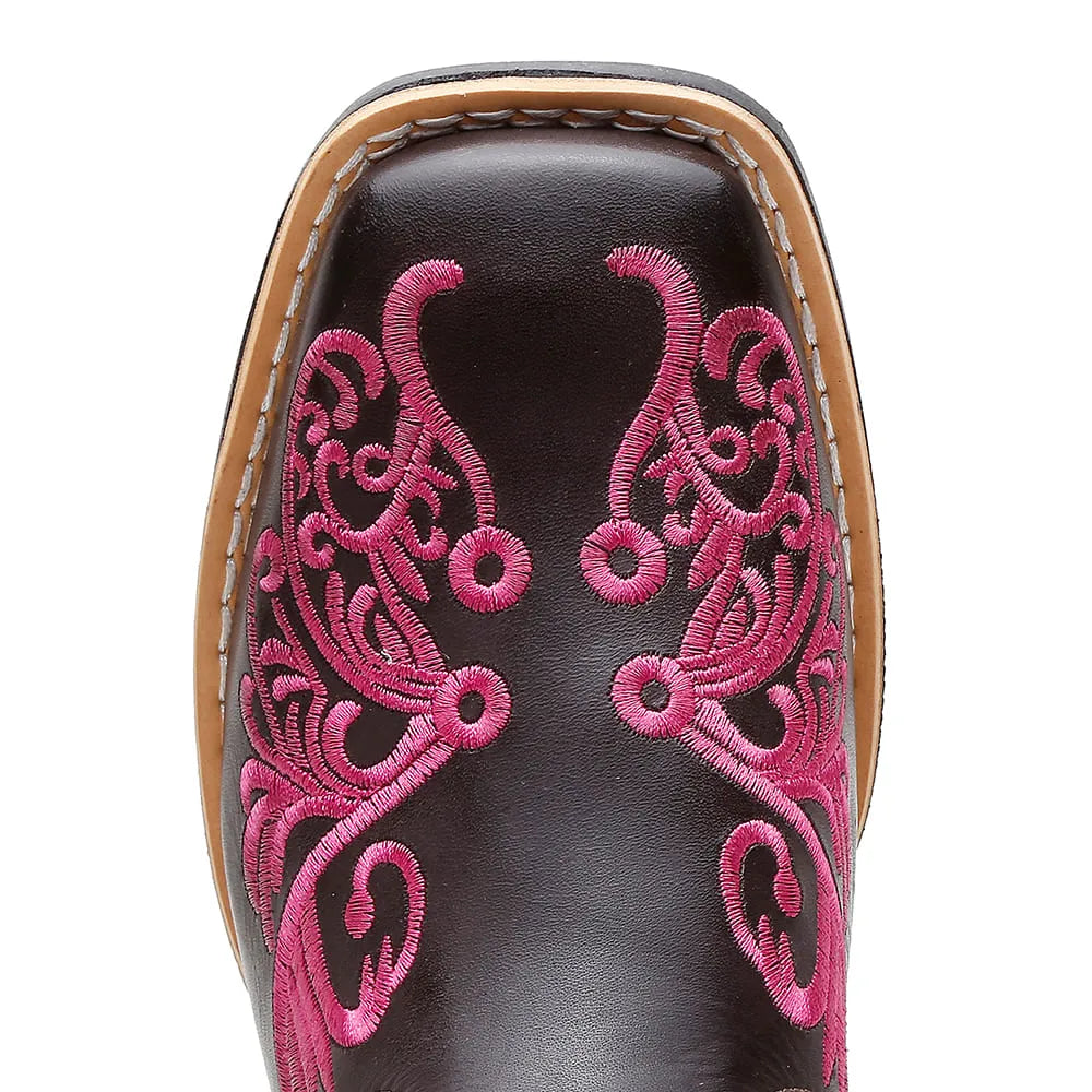 Bota Texana Feminina Floral Rosa