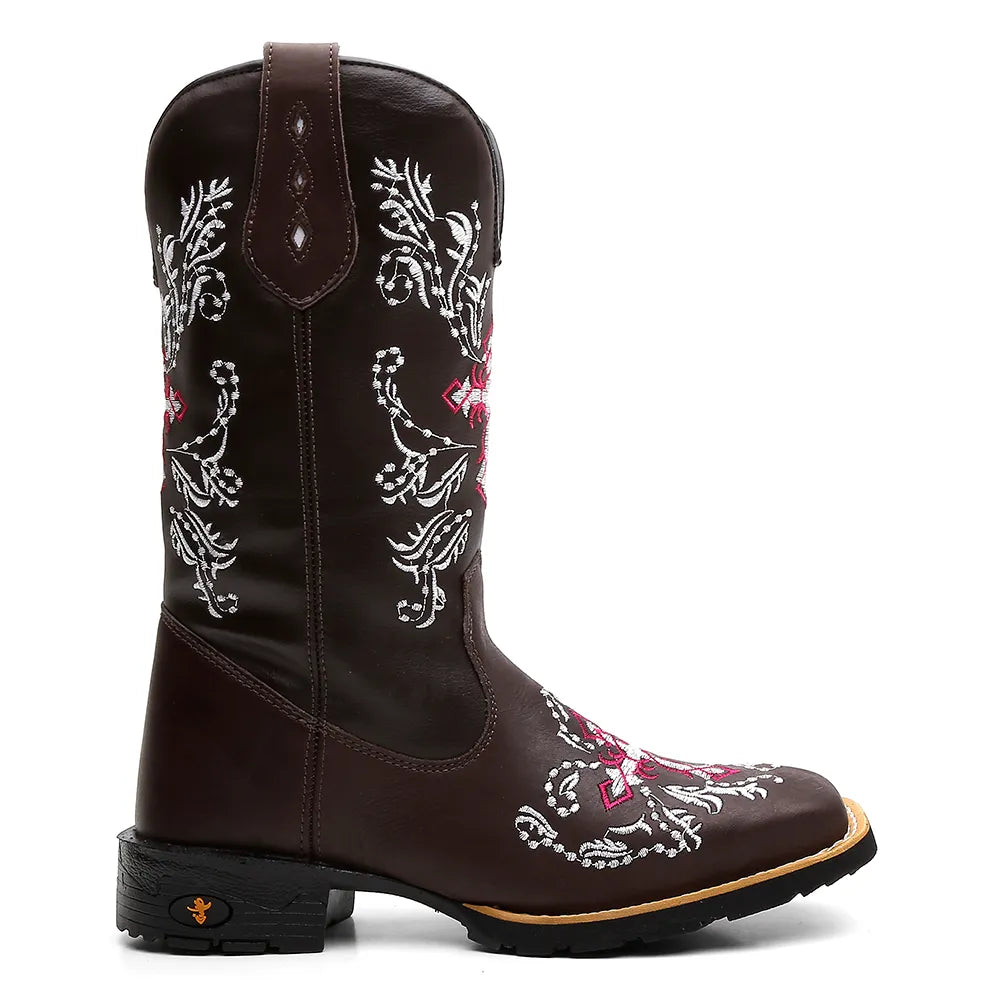 Bota Texana Feminina Cruz Rosa