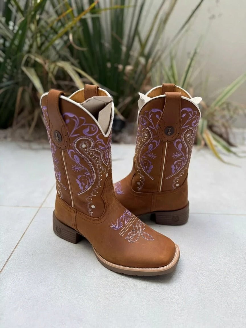 Bota Texana Feminina Tribal Roxo